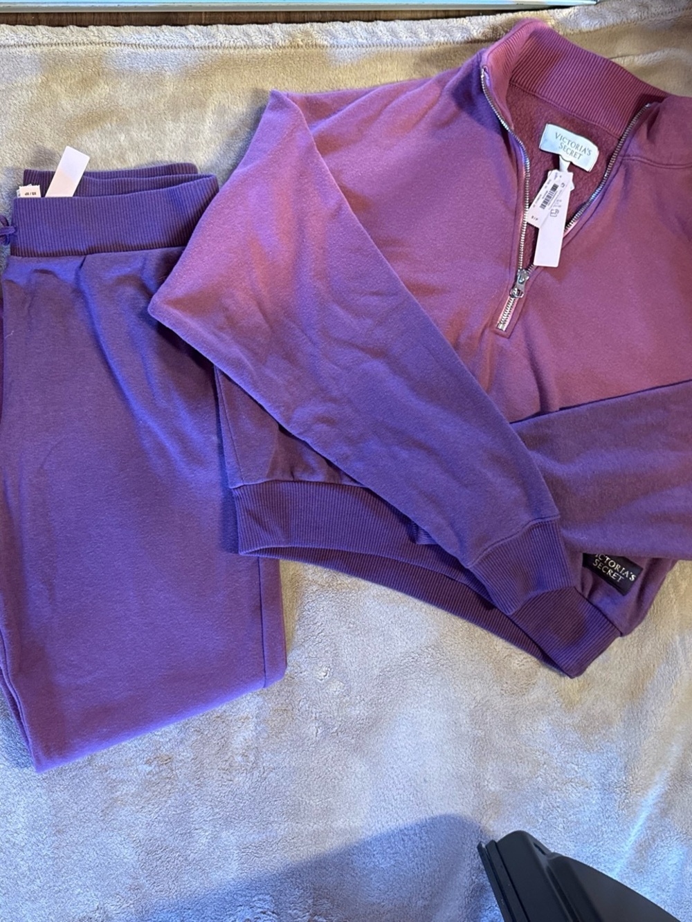 Victoria's Secret Purple Track Pants & Quarter-Zip Pullover Set